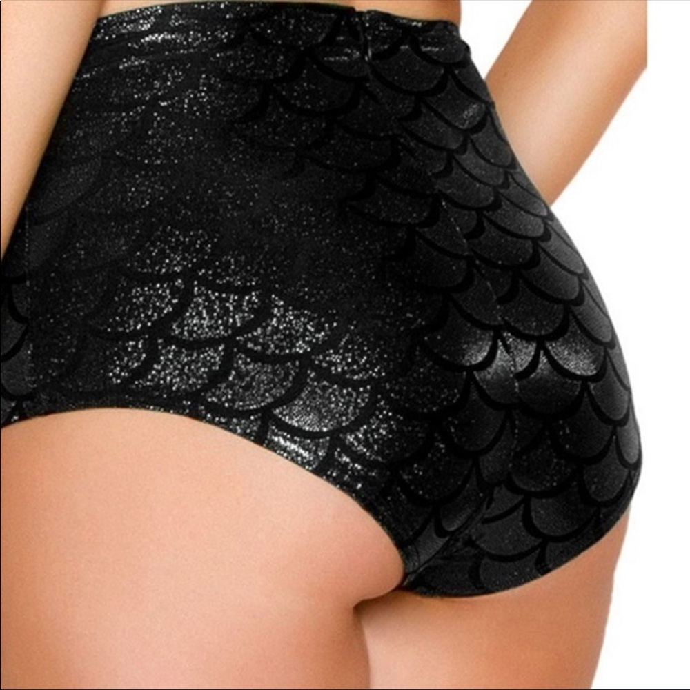 Mermaid Black Metallic Underwear Panties Shorts - Picture 2 of 4